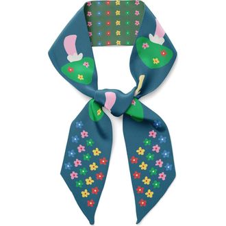 Centinelle Mushroom Floral Twilly Ribbon Scarf in Beige at Nordstrom