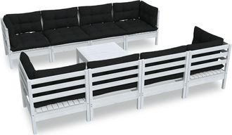 vidaXL Muebles De Jard&iacute;n 9 Pzas Con Cojines Madera Maciza De Pino Vidaxl