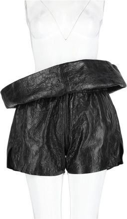 Rick Owens Black High-Waisted Lambskin Leather Shorts