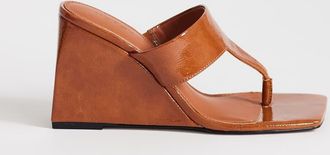 Topshop Archer - Sandali infradito color cuoio con zeppe-Marrone