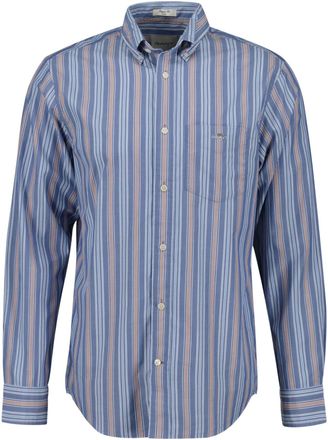 GANT Langarmhemd GANT REG POPLIN STRIPE SHIRT, Herren, Gr. S, N-Gr, blau (vintage blau), Web, Obermaterial: 100% Baumwolle, 2-Knopf-Manschette, Hemden Lang