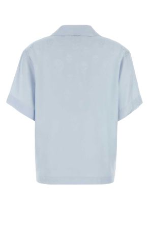 Alexander McQueen Womens Pastel Light Blue Satin Shirt Iceblue Exterior: Viscose Camicie