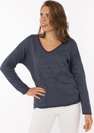 Zwillingsherz Sweatshirt ZWILLINGSHERZ Positive Mind, Damen, Gr. L/XL, marine, angeraute Sweatware, Obermaterial: 70% Baumwolle, 30% Polyester, normal h&uuml;ftlang, V-A