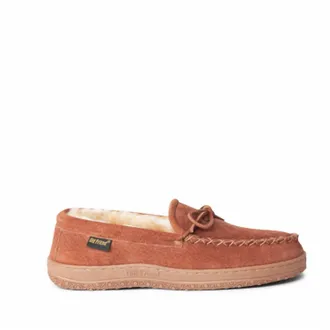 Old Friend Footwear Mens Loafer Moccasin - Wide Width In Chestnut