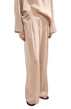 Mango Stripe Straight Leg Pants in Brown at Nordstrom, Size Medium