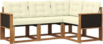 vidaXL Conjunto De Sof&aacute;s De Exterior 4 Uds. Natural Y Crema Vidaxl