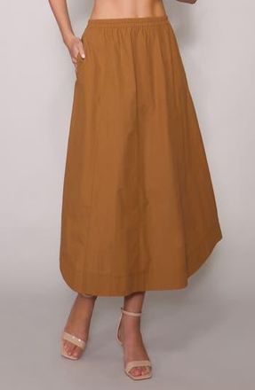 Melloday Round Hem Poplin Skirt in Camel/Camel Stitching at Nordstrom Rack, Size X-Large