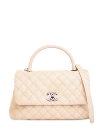 Chanel 2016-2017 Medium Quilted Caviar Coco Top Handle Bag satchel - Brown