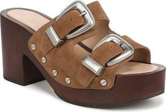 Veronica Beard Halifax-2 Leather Slide Sandal in Chestnut Suede at Nordstrom, Size 7.5