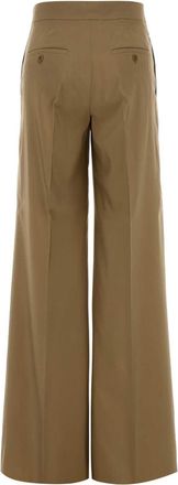 Max Mara Womens Bronte Trousers Beige Virgin Wool Silk