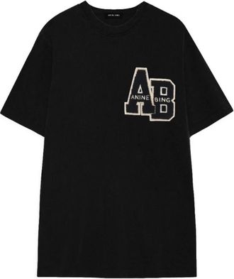 Anine Bing Letterman Tee - Dames - T-shirts - Zwart - XS - Tops