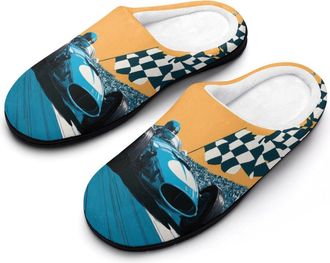Generic Car Racing Funny Mens Cotton Slippers Soft Non-Slip Rubber Sole House Slipper Indoor Outdoor
