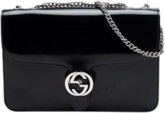 Gucci Pre-owned Patent Leather Flap Crossbody - Dames - Vintage Schoudertas - Zwart - ONE Size - Leer - Vintage