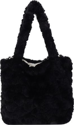 Generic Womens Plush Bags Women Shoulder Handbags Fluffy Autumn Winter Clutch Handbag Soft Plush Solid Portable Travel Purse For Ladies Girl(Black)