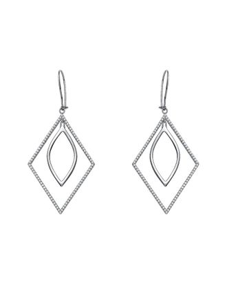 Genevive Silver Cz Geometric Earrings