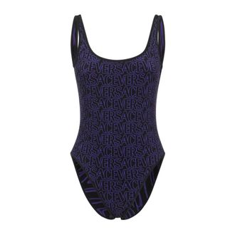 Versace One-piece, female, Black, Size: M One-piece Swimsuit with Logo