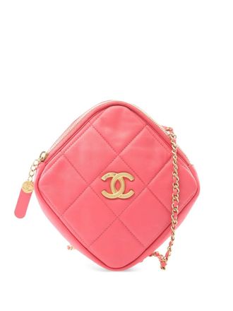 Chanel 2020 CC Quilted Lambskin Diamond Clutch with Chain crossbody bag - Roze