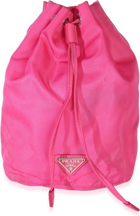 Prada Hot Pink Tessuto Logo Drawstring Pouch