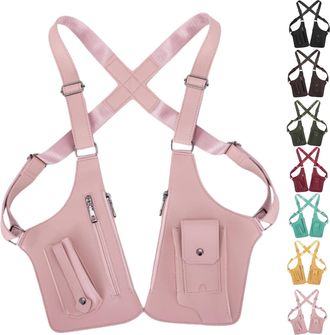 Generic Premium Leather Adjustable Underarm Shoulder Bag, Anti-Theft Hidden Storage Double Shoulder Armpit Bag (Pink)