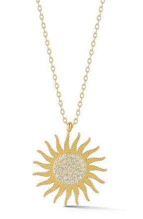 Glaze Jewelry Pav&eacute; Cubic Zirconia Sun Pendant Necklace in Gold at Nordstrom Rack