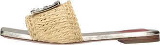 Roger Vivier Raffia Flats met Applicaties - Dames - Sandalen - Beige - 41 EU - Leer - Schoenen