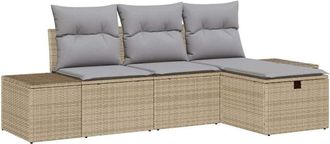 vidaXL Conjunto De Sof&aacute; De Jard&iacute;n 4 Pcs Beige 55 X 62 X 69 Cm Vidaxl