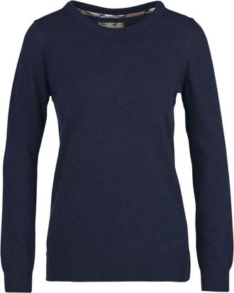Barbour Pendle Crew Gebreid - Lkn 1075 Blu - Dames - Ronde hals truien - Blauw - XS - Katoen - Truien & Vesten