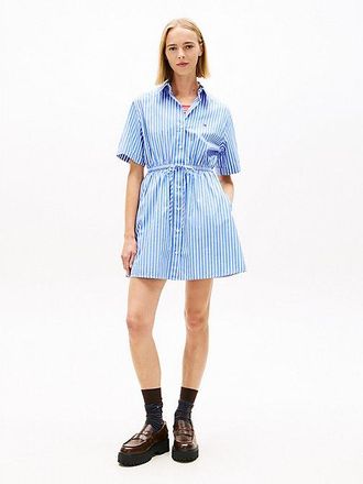 Tommy Hilfiger Stripe Relaxed Poplin Mini Shirt Dress