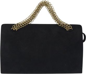 Prada Vintage Chain Handbag Suede Black Suede Handbag (Pre-Owned)