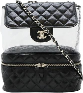 Chanel Pre-owned Vintage Rugzak - Dames - Vintage Rugzakken - Zwart - ONE Size - Leer - Vintage