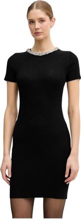 DKNY Jurk met korte mouwen - Dames - Korte kleedjes - Zwart - L - Polyester - Kleedjes