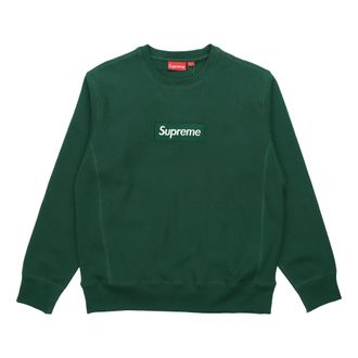 SUPREME FW18 Box Logo Crewneck Dark Green Classic Round Neck Pullover Unisex SUP-FW18-1073