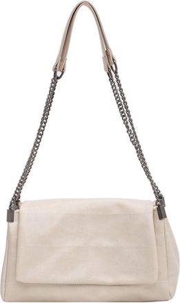 Generic PU Leather Stylish Satchel Bags Large Capacity Women Soft Shoulder Bag Adjustable Strap Solid Color Tote Bag Chain Strap Travel Bags (White)