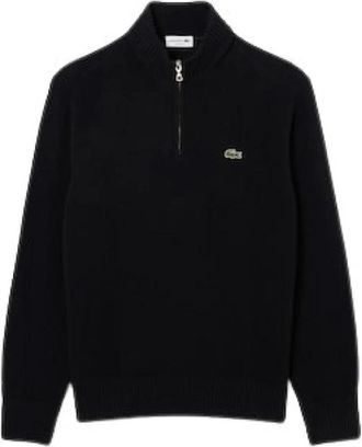 Lacoste Truien & Vesten, Heren, Zwart, S, Wol, Trui van Gekamde Wol met Hoge Hals en Rits