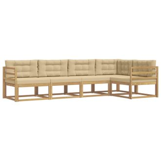 vidaXL Conjunto De Sof&aacute;s De Exterior Con Coj&iacute;n 4 Pcs Y Beige Poli&eacute;ster Vidaxl
