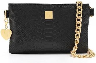 Think Royln Fame Cross Body Handbags Black Python Leather, Raffia/Polyester/Leather