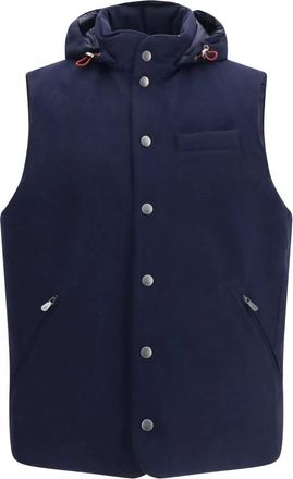Brunello Cucinelli Bonded Wool Flannel Down Vest - Heren - Jassen - Blauw - Maat: 2XL Wol