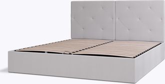 Emma Storage Ottoman Bed - Double 135 x 190cm - Light Grey Tufted Headboard