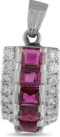 Luxury Bazaar Platinum 0.25ct Diamond and Ruby Pendant MF15-010626