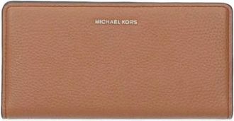 Michael Kors Bryant Large Portemonnee met Drukknoop van Gekorreld Leer - Dames - Portefeuilles - Bruin - ONE Size - Leer - Accessoires