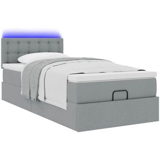 vidaXL Cama Otomana Con Colch&oacute;n Gris Claro 100x200 Cm Tela Vidaxl