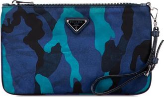 Prada 2000-2013 Tessuto clutch met camouflageprint - Blauw