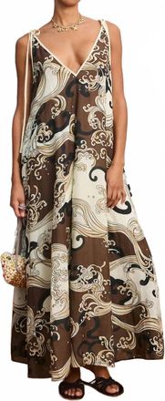 Alemais Otis Midi Dress In Chocolate Brown/cream