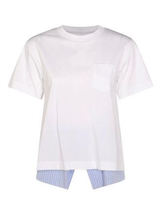 sacai stripe-detail T-shirt - 134 White/blue stripe