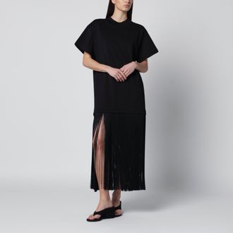 Alaia Fringed dress in black cotton jersey