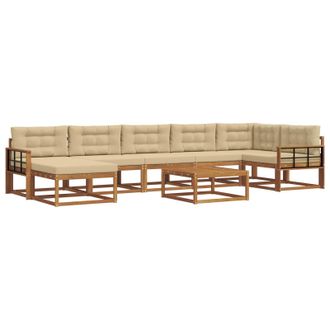 vidaXL Conjunto De Sof&aacute;s De Exterior Con Coj&iacute;n 8 Pcs Natural Y Beige Vidaxl