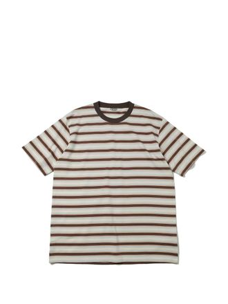 Auralee gestreiftes Baumwoll-T-Shirt