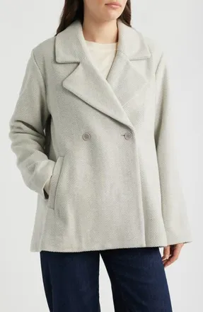 Eileen Fisher Wool Herringbone Swing Coat in Sea Salt at Nordstrom, Size Xx-Small