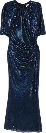 Self Portrait Rhinestone-embellished Cape-sleeve Midi Dress