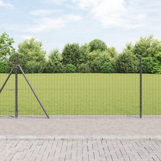 Berkfield Home Euro Fence with 7 Flanged Posts 0.8x10 m Galvanised Steel in Silver